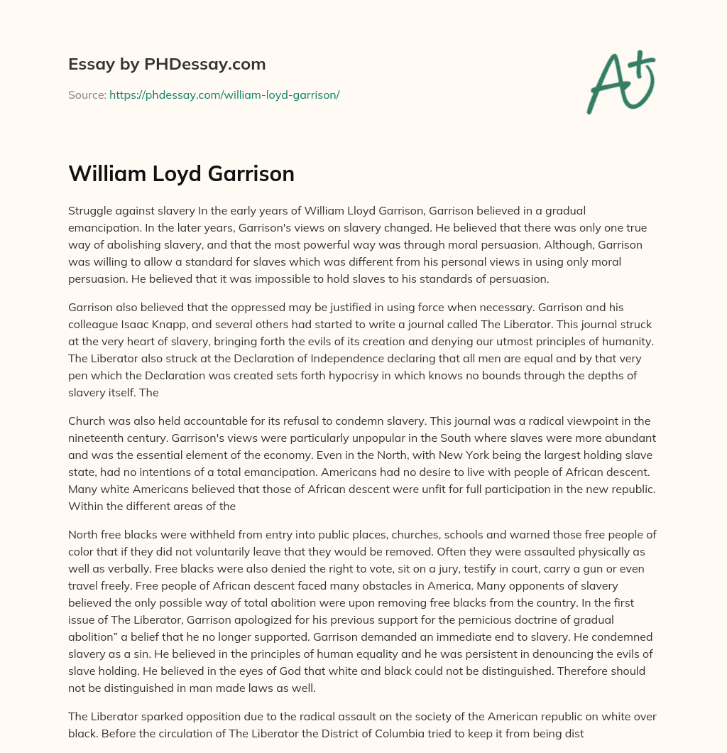 William Loyd Garrison essay