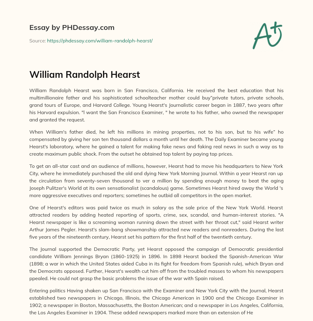 William Randolph Hearst essay
