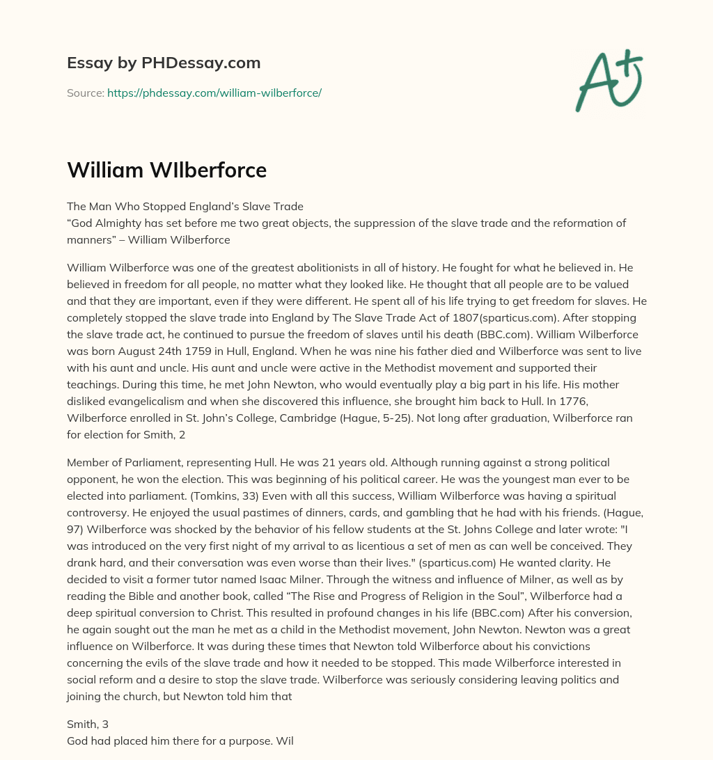 William WIlberforce essay