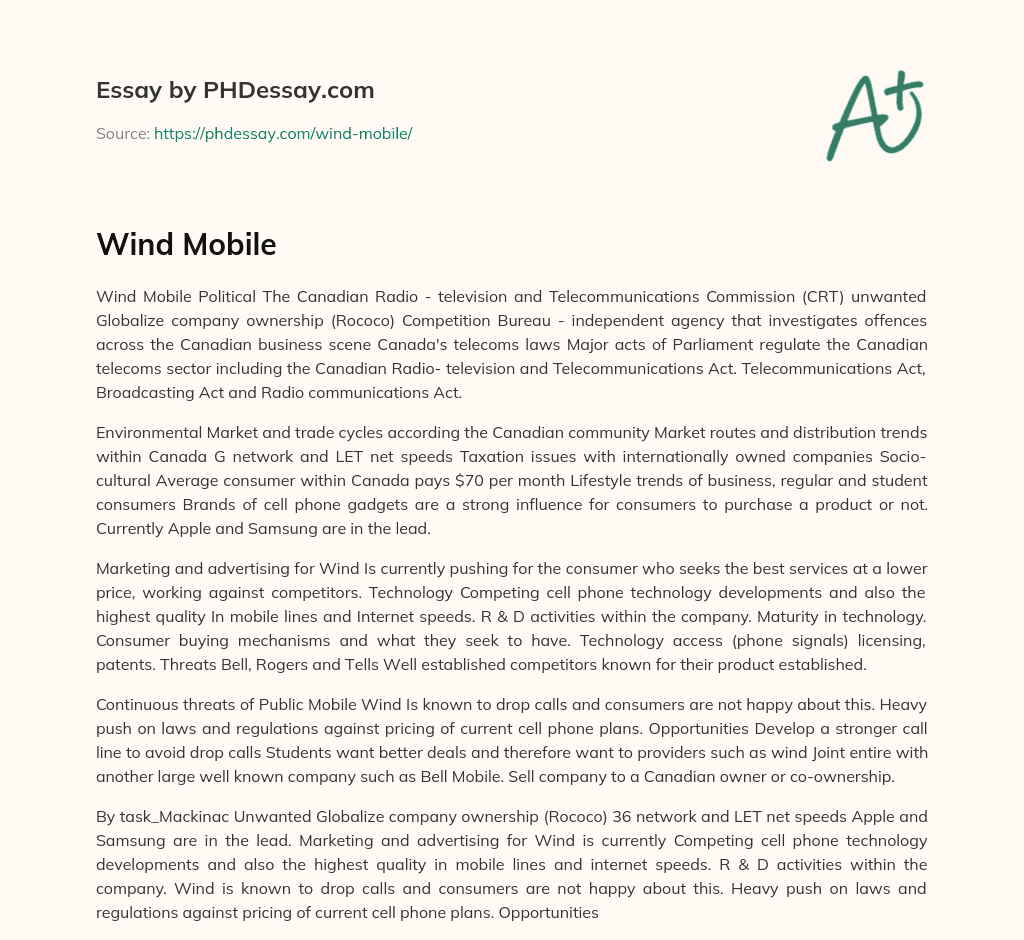 Canadian Telecoms Sector: Regulations, Ownership, and Consumer Trends essay