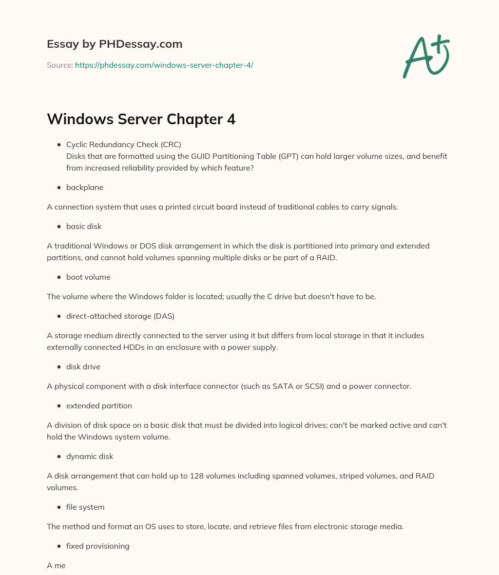 Windows Server Chapter 4 essay