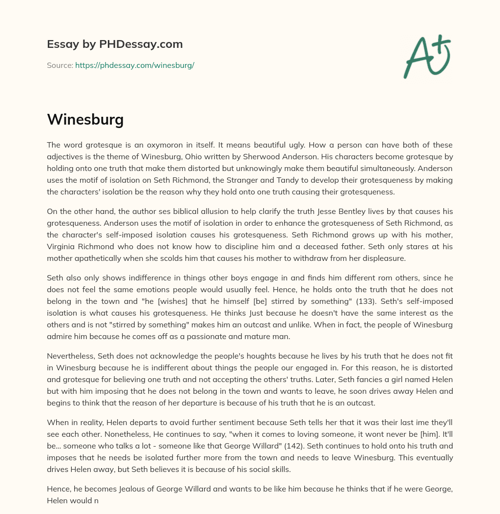 The Grotesqueness of Isolation in Winesburg, Ohio essay
