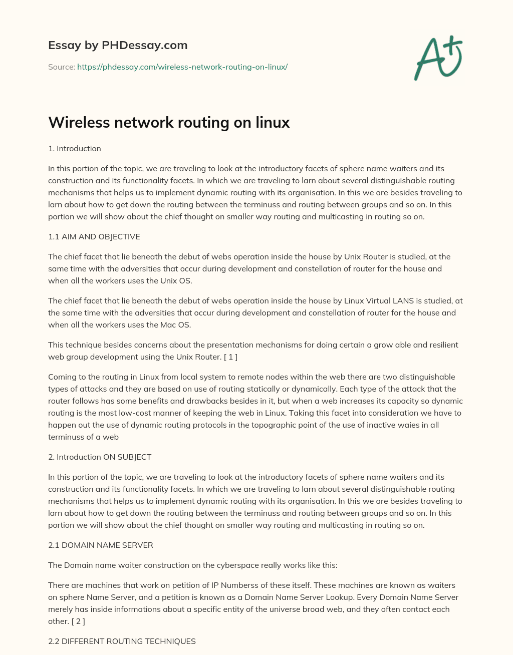 Wireless network routing on linux essay