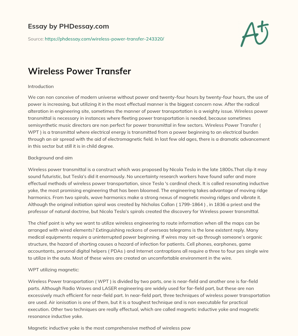 Wireless Power Transfer essay