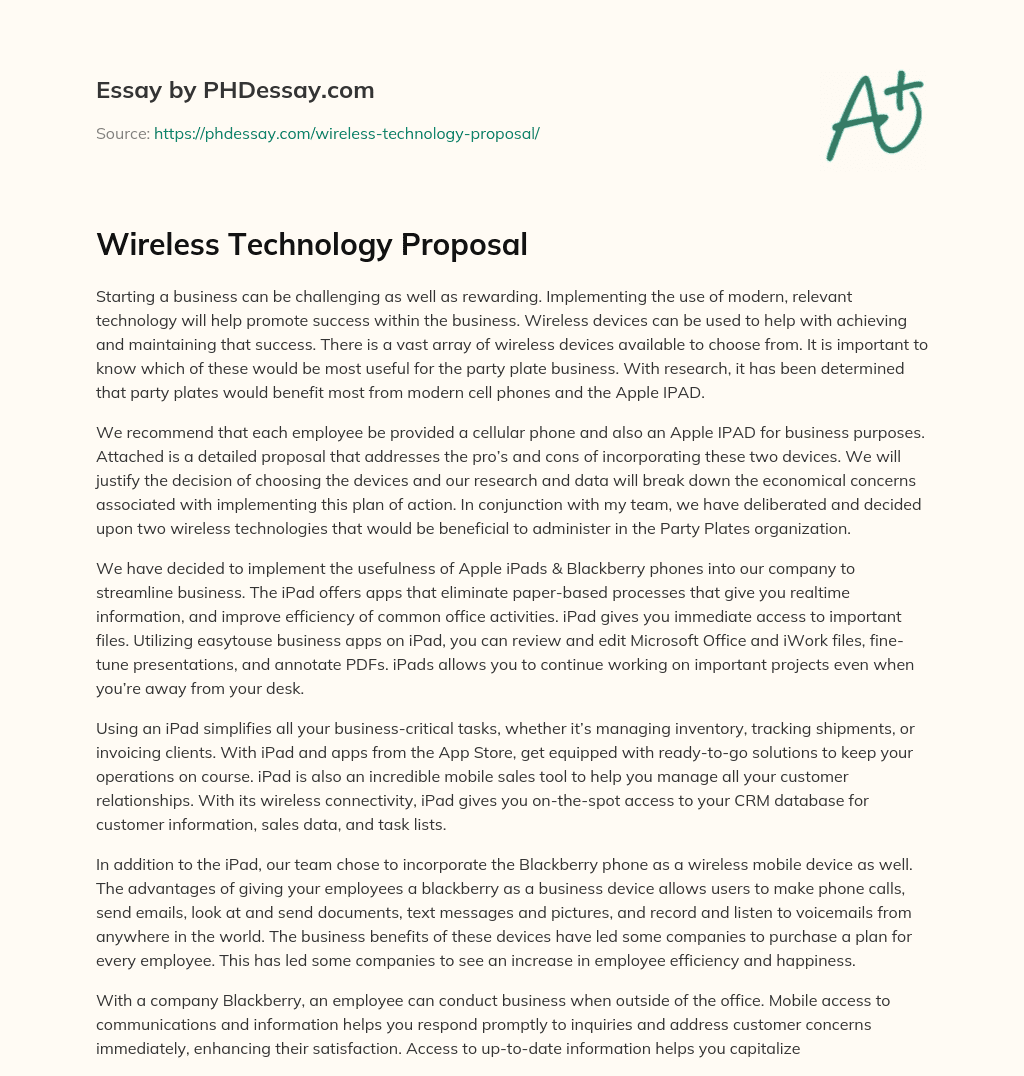 short essay about wireless technology