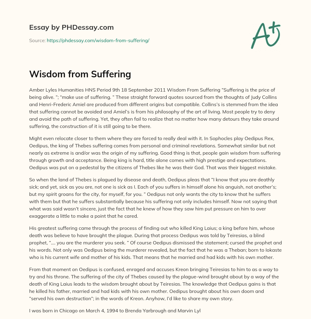 Wisdom from Suffering essay