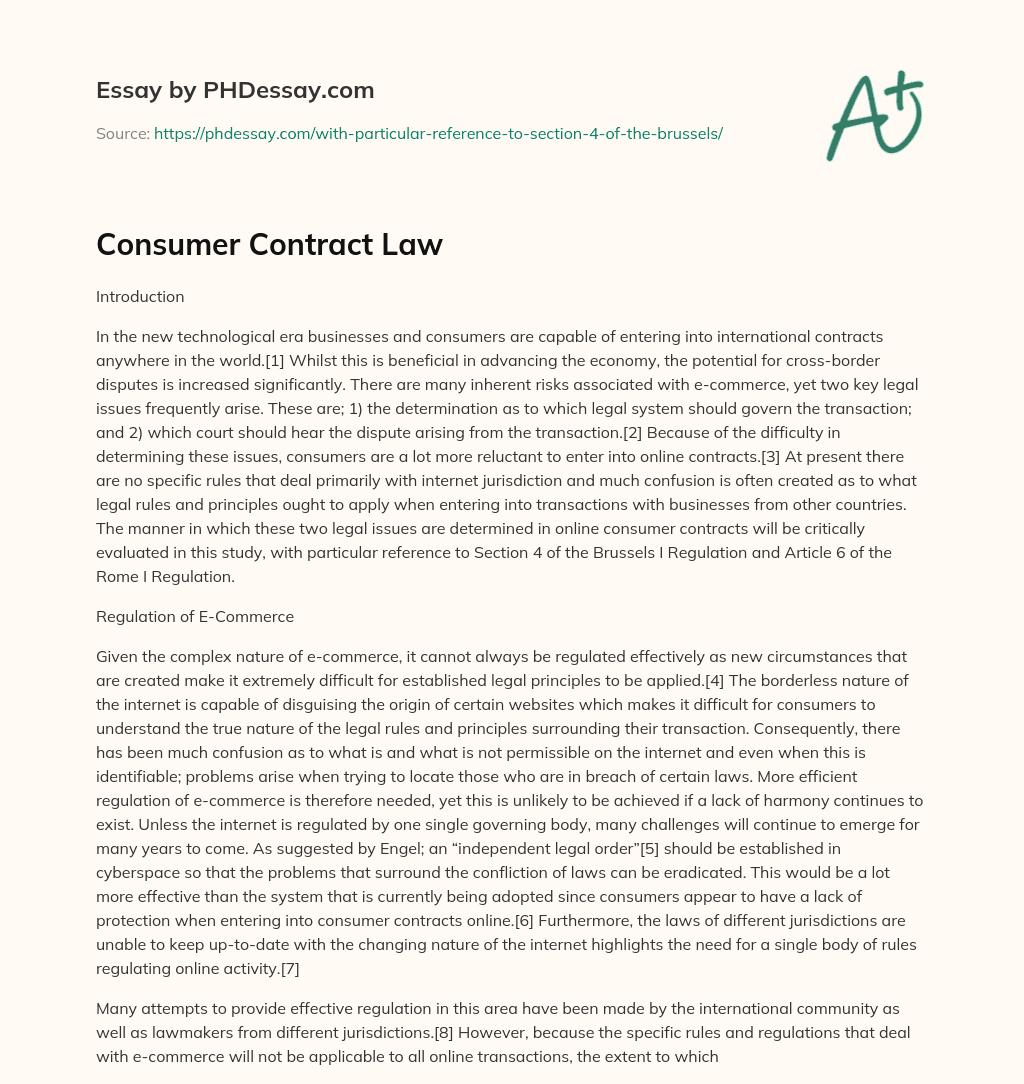 Consumer Contract Law essay