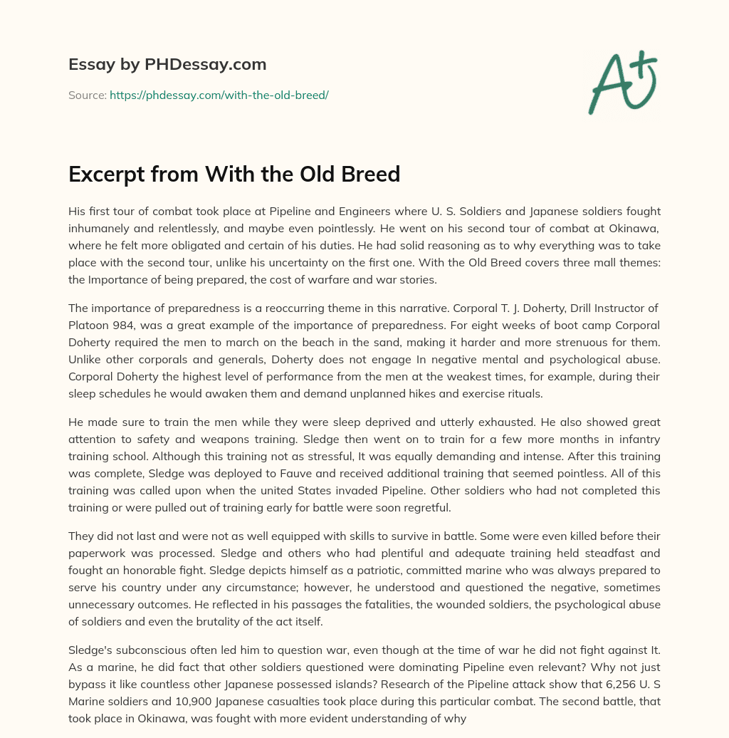 Excerpt from With the Old Breed essay