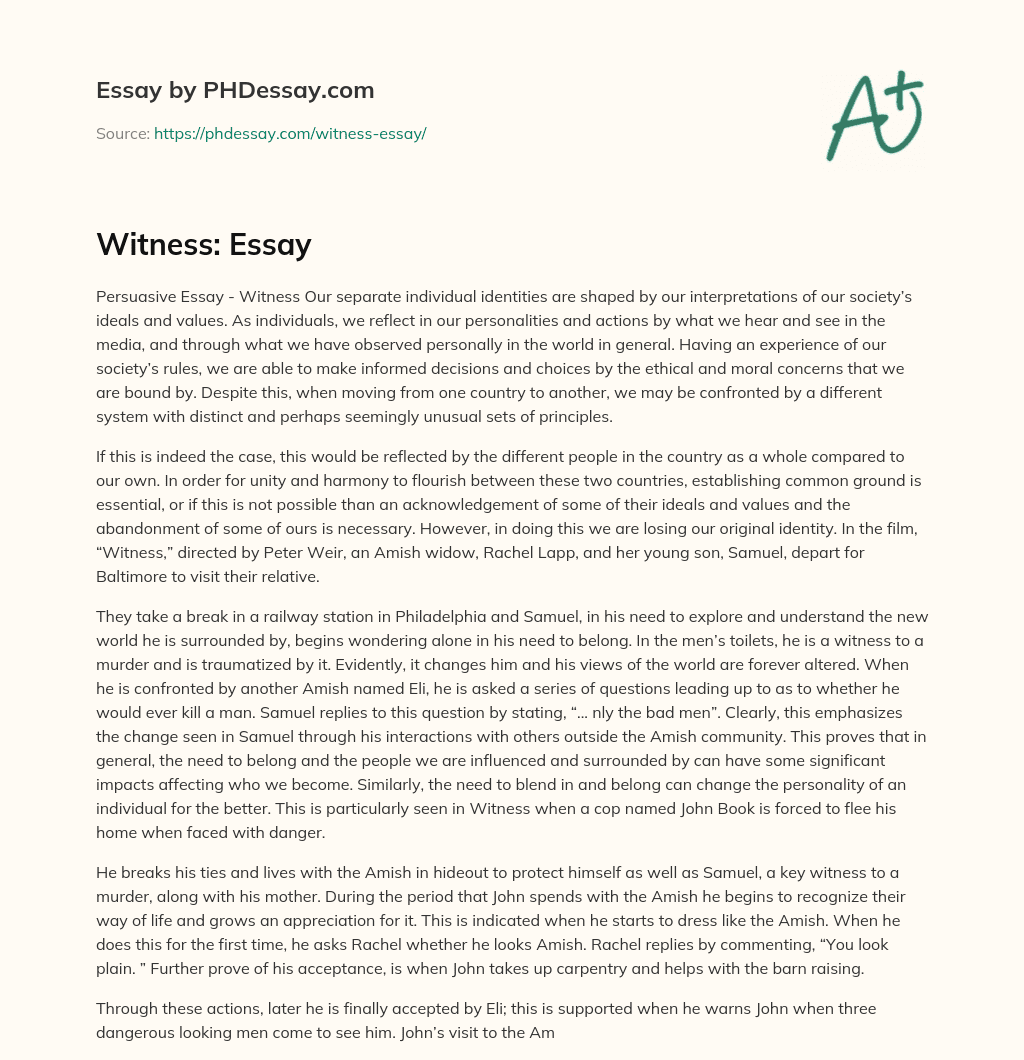 Witness: Essay essay