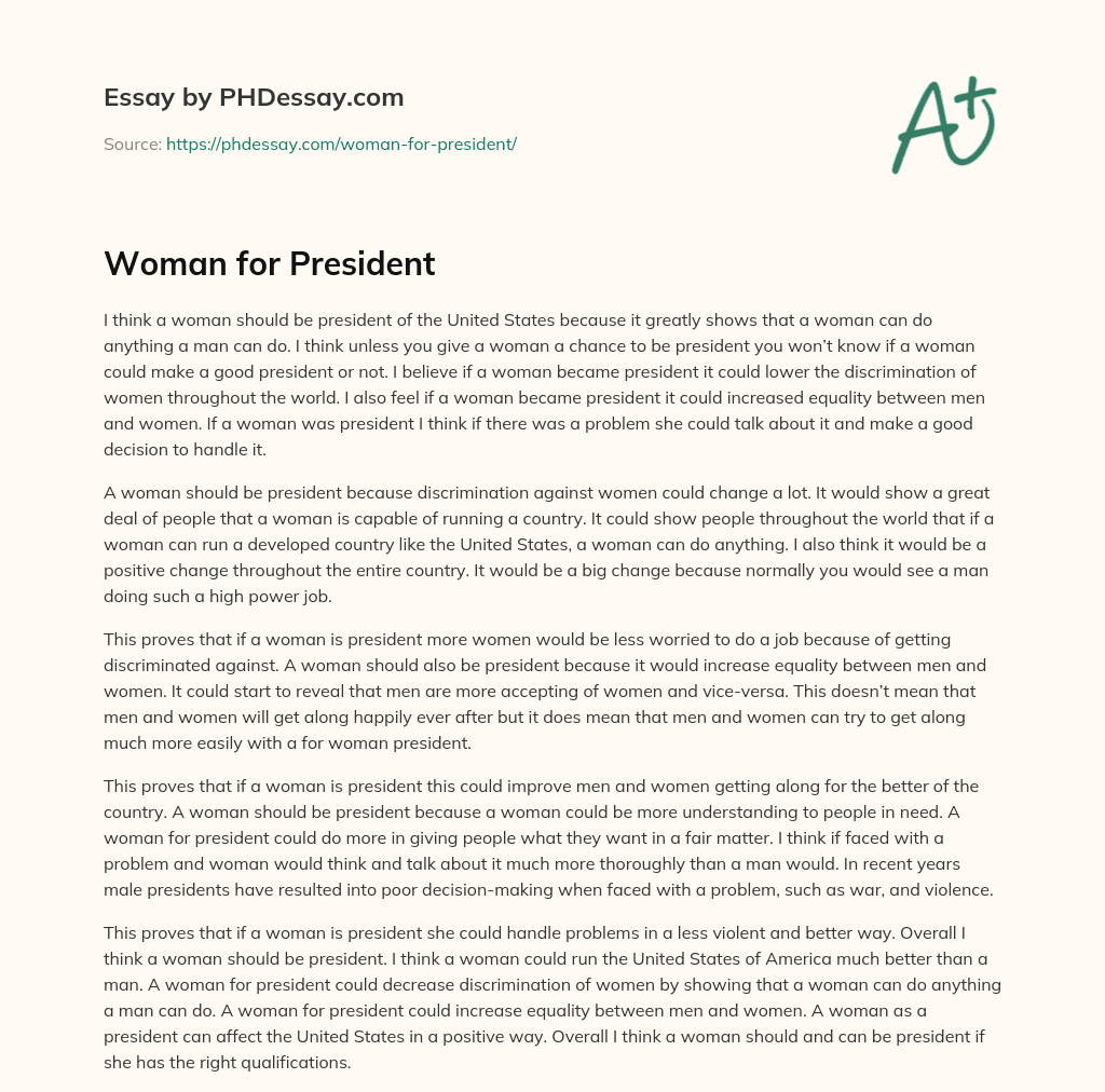 Woman for President essay