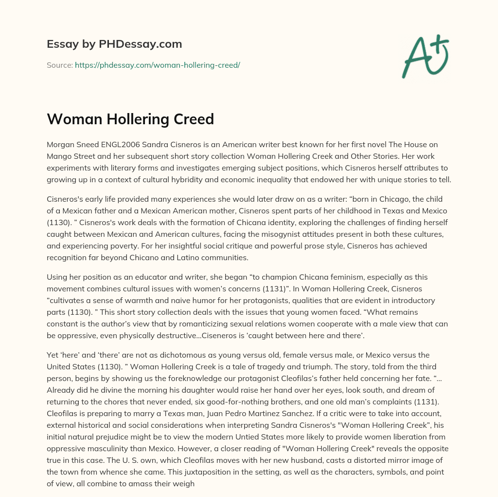 Woman Hollering Creed essay