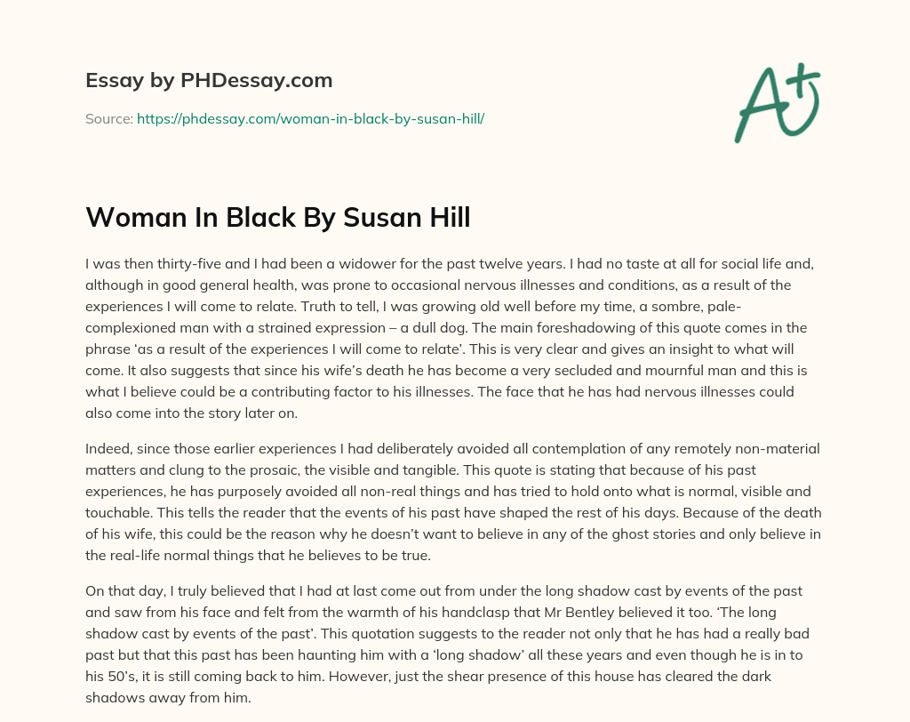 Woman In Black By Susan Hill essay