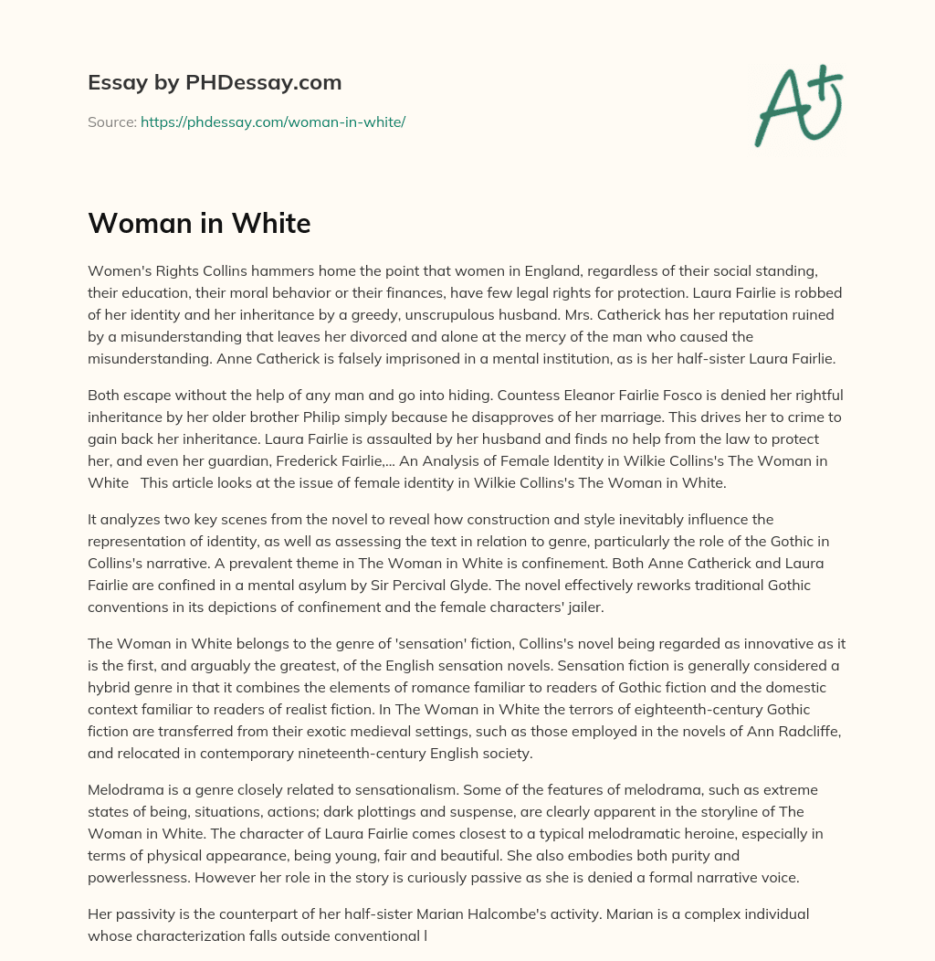 woman in white essay questions