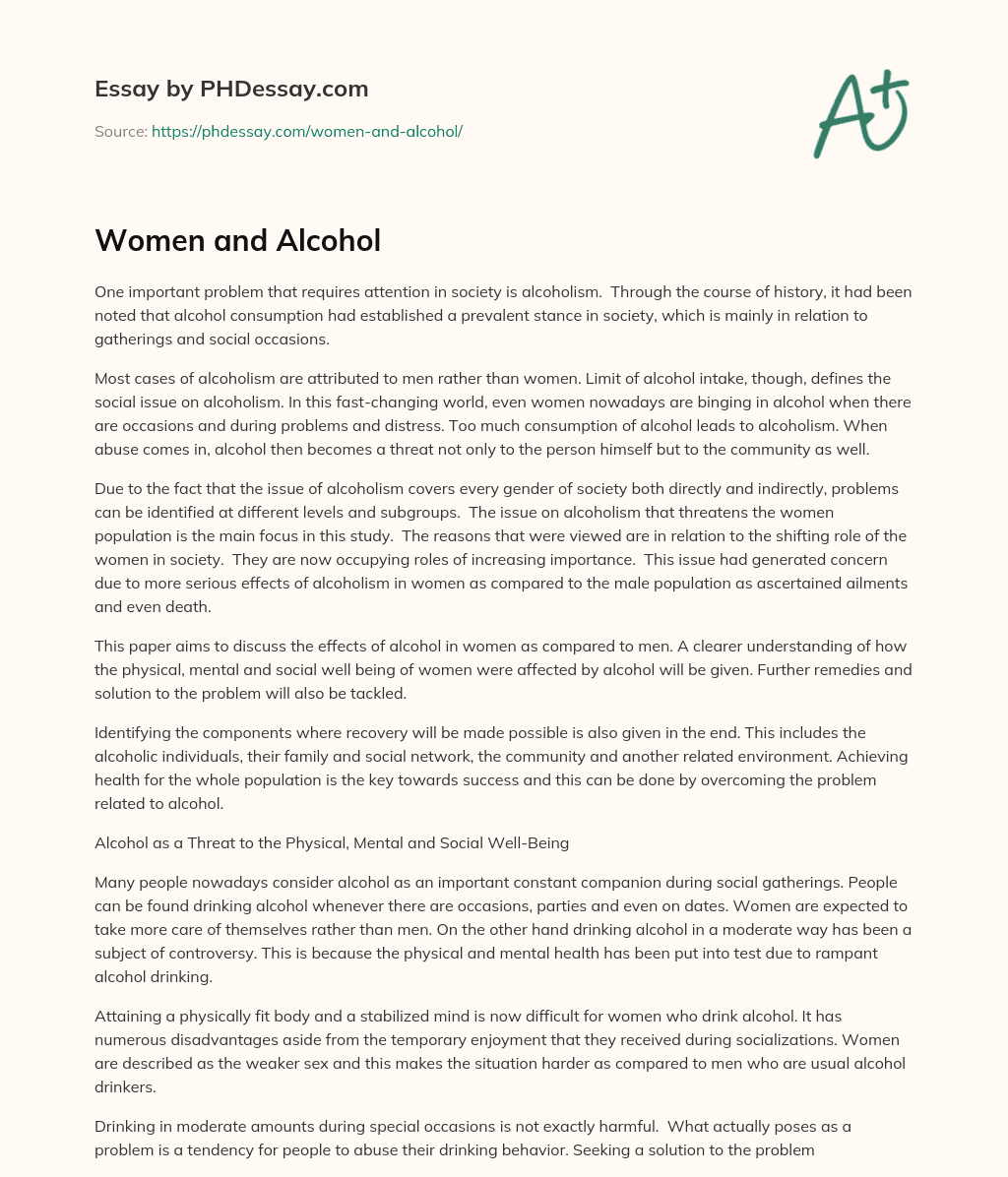 Women and Alcohol essay