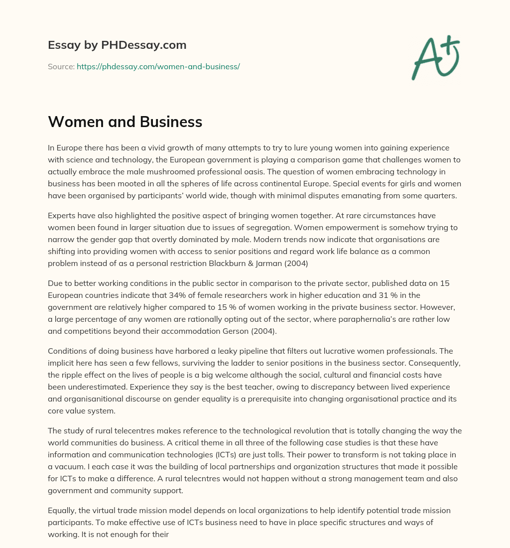 Women and Business essay