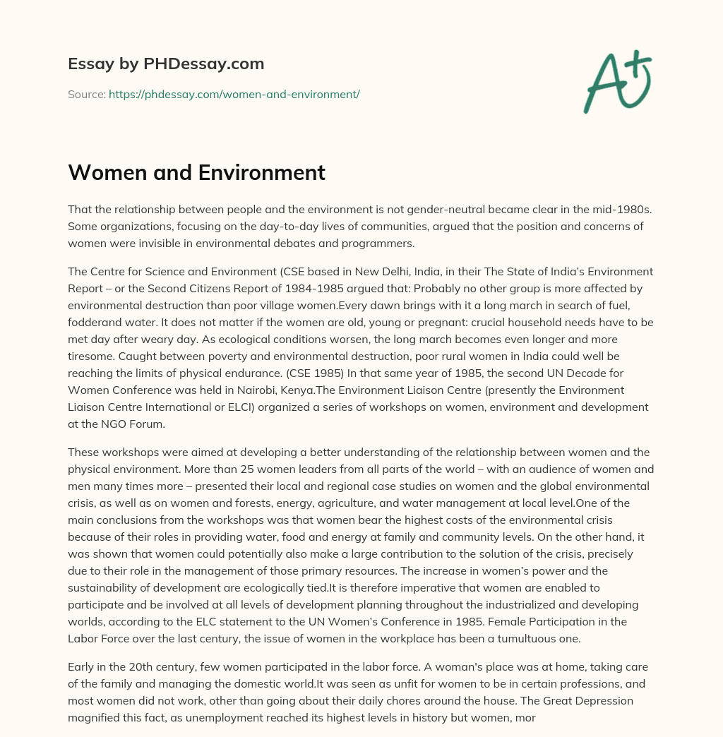 Women and Environment essay