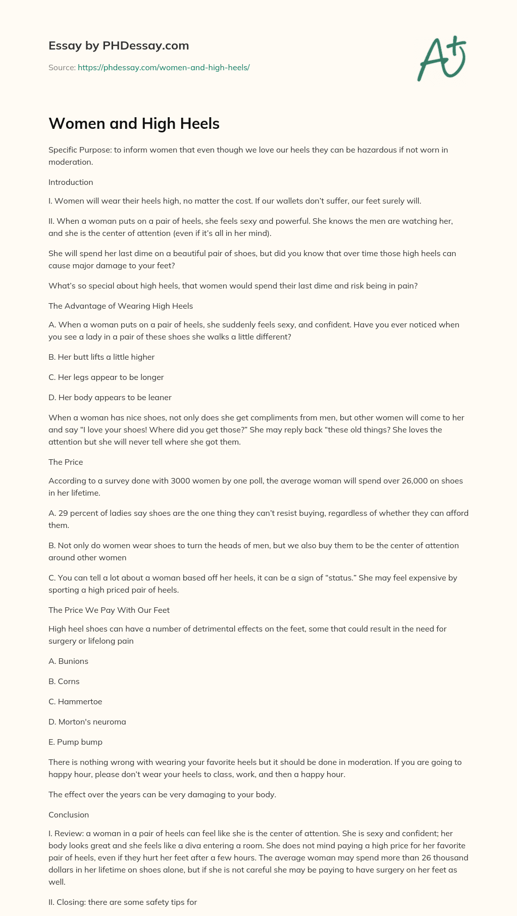 Women and High Heels essay