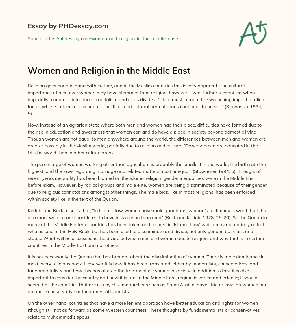 Women and Religion in the Middle East essay