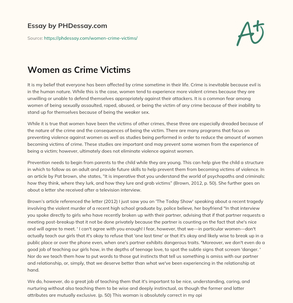 Women as Crime Victims essay