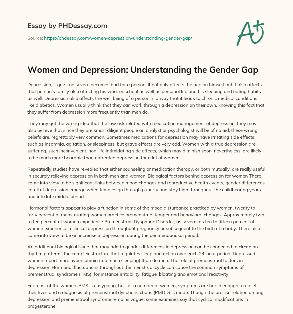Women and Depression: Understanding the Gender Gap essay