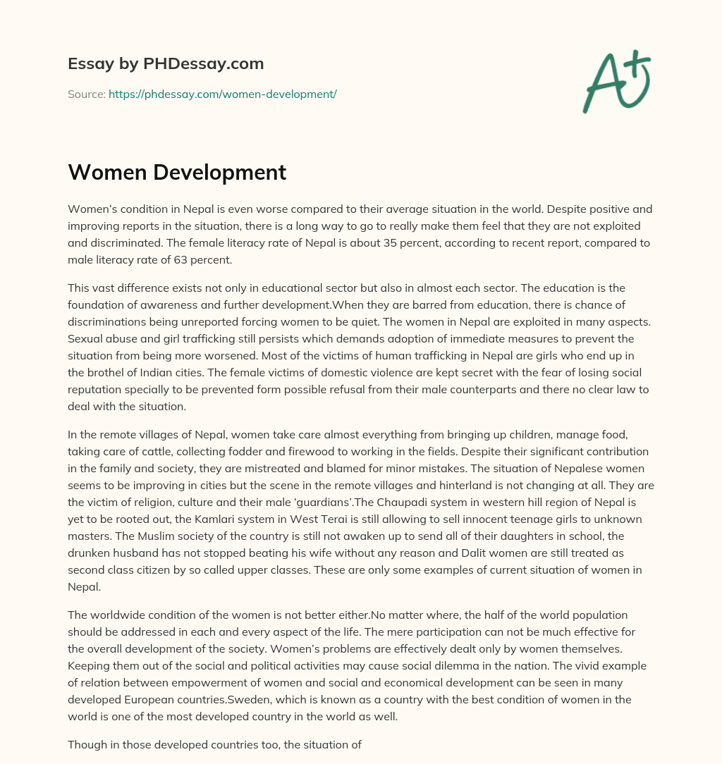 Women Development essay