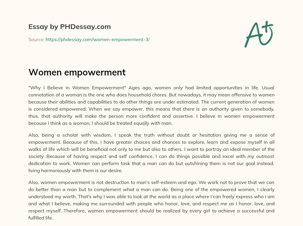 Women empowerment essay