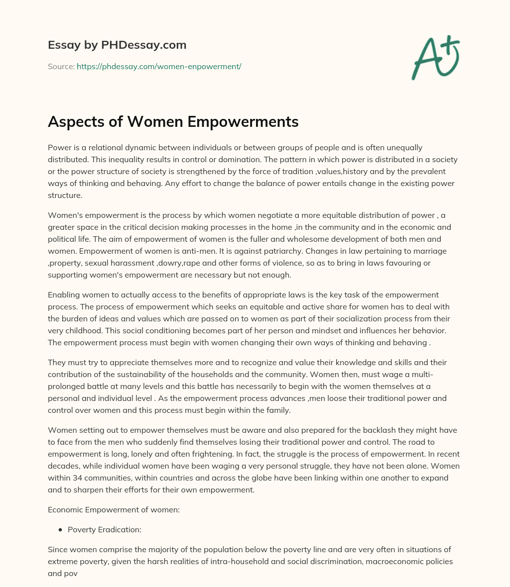 Aspects of Women Empowerments essay
