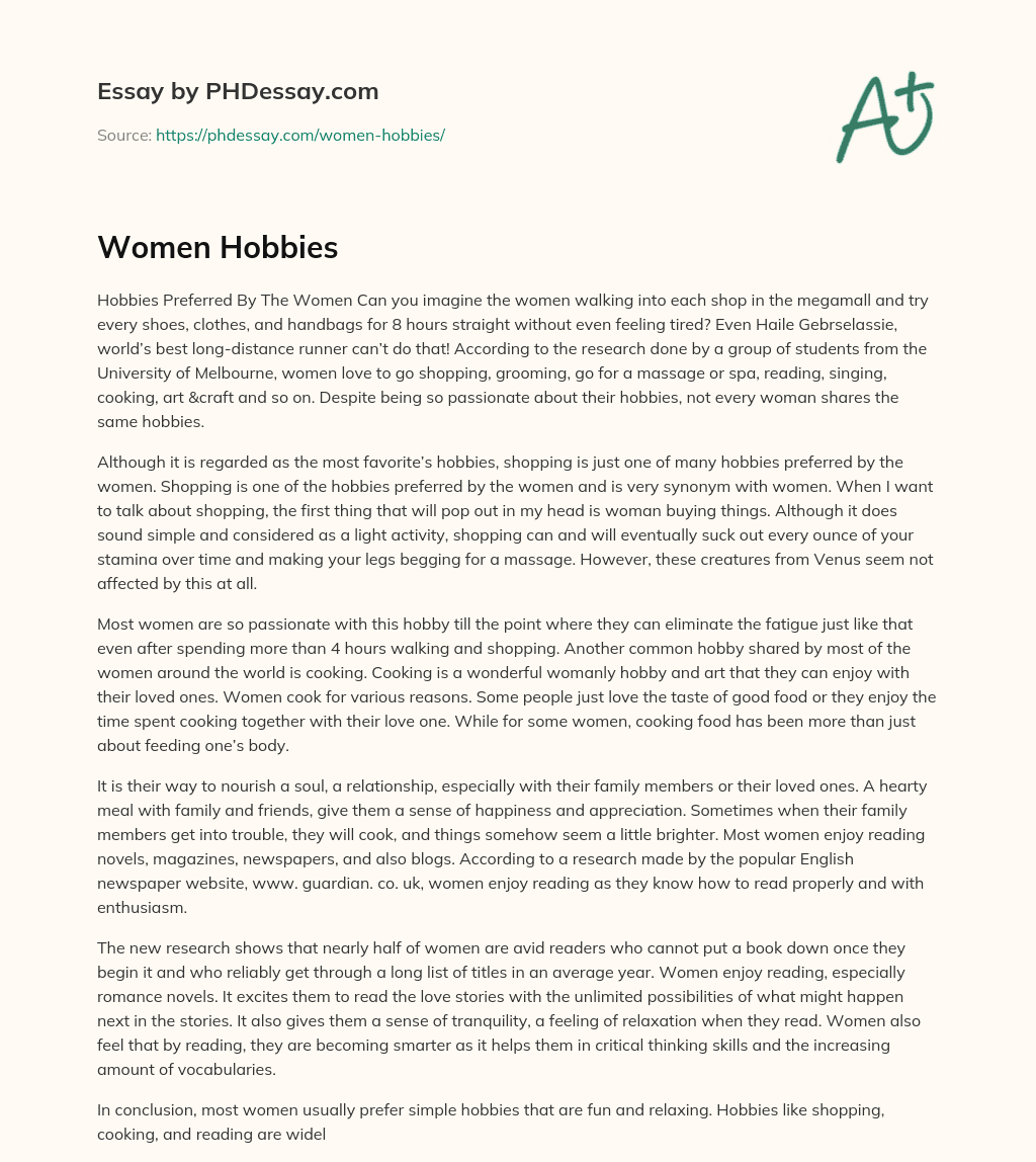 Women Hobbies essay