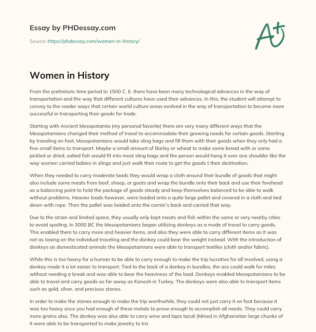 Women in History essay