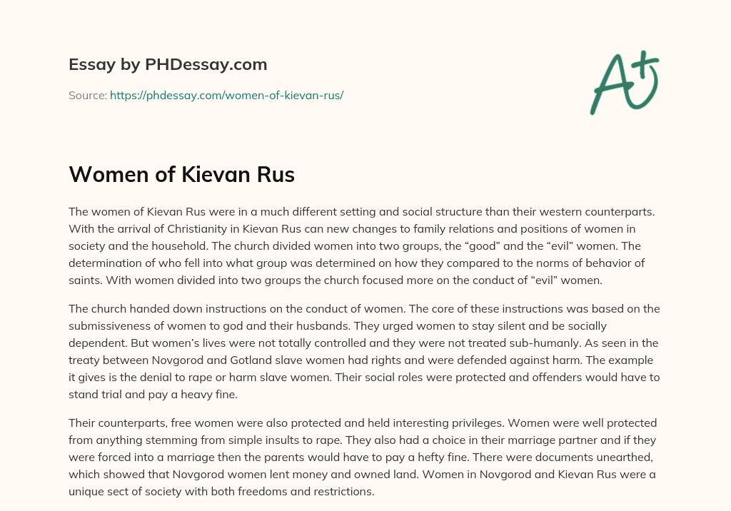 Women of Kievan Rus essay