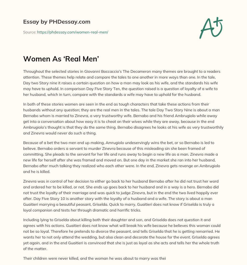 Women As ‘Real Men’ essay