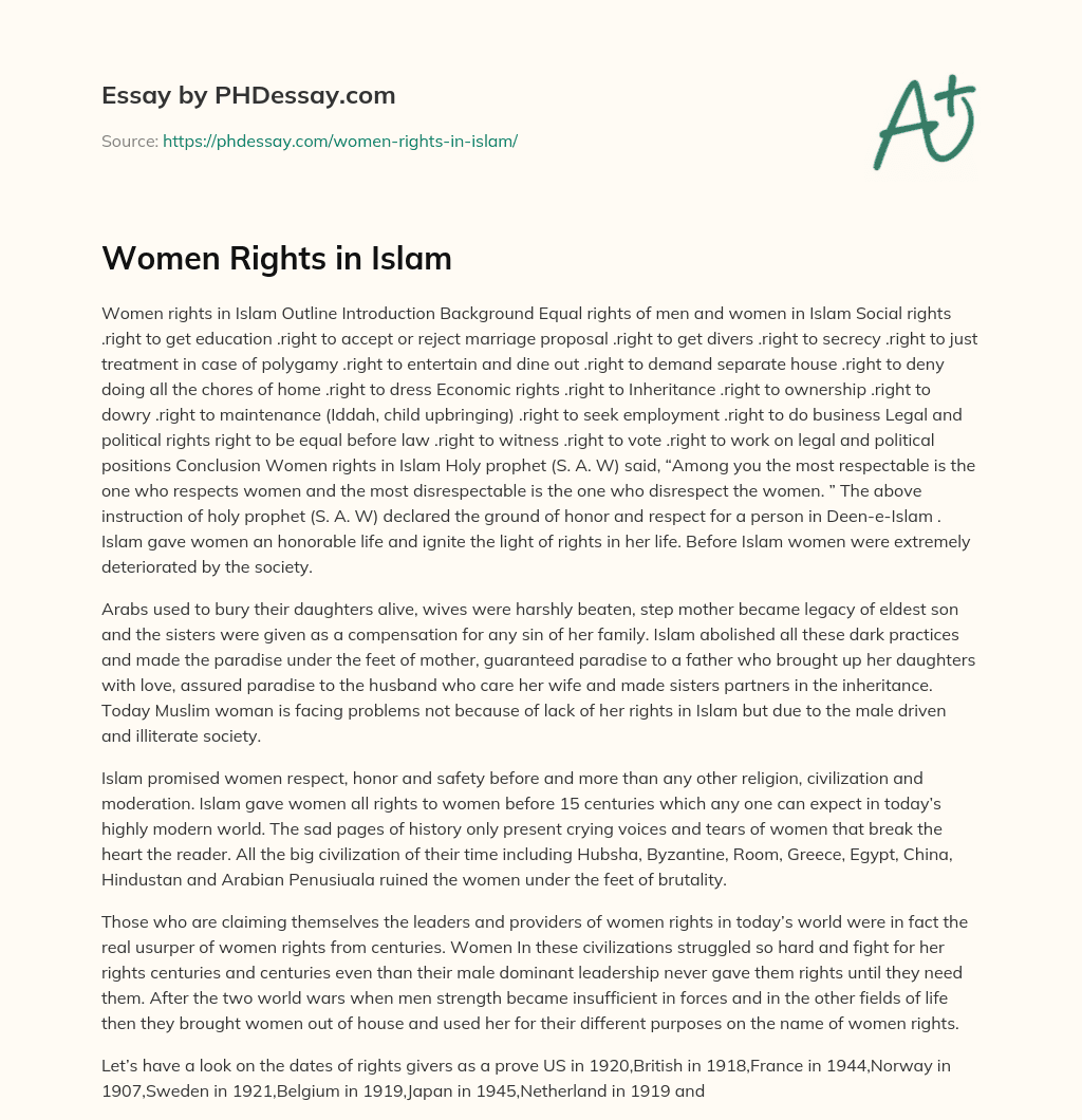 Women Rights in Islam essay