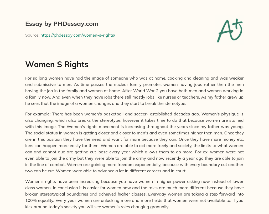 thesis statement for women's rights