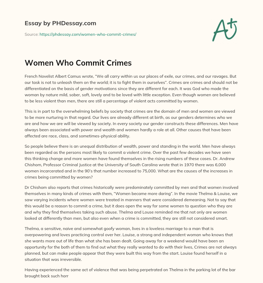 Women Who Commit Crimes essay