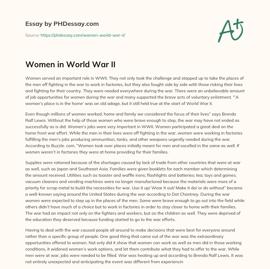 women's role in world war 2 essay