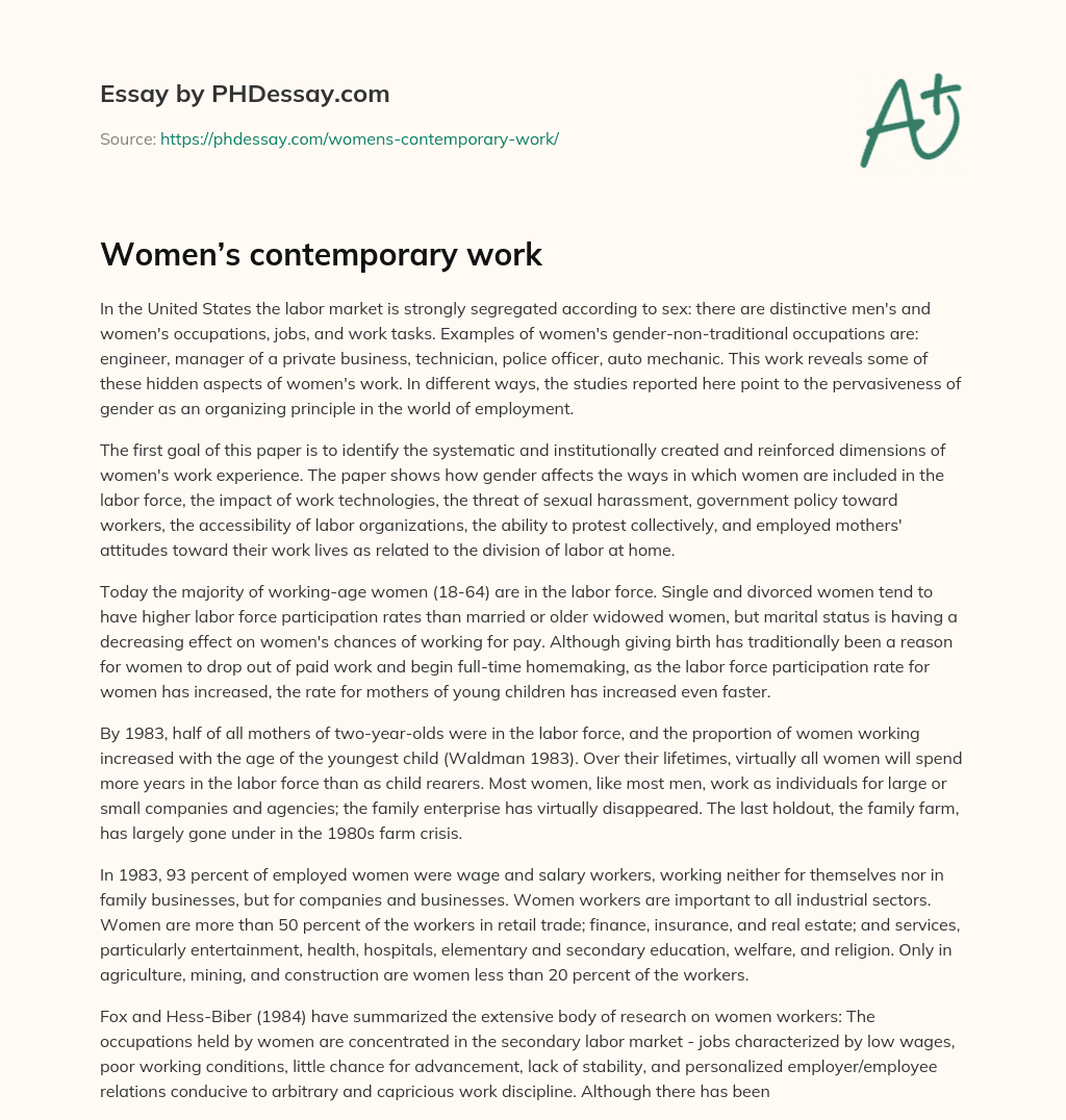 Women’s contemporary work essay