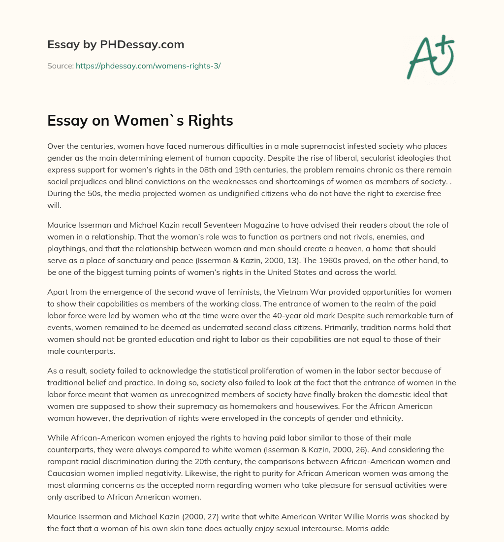 Essay on Women`s Rights essay