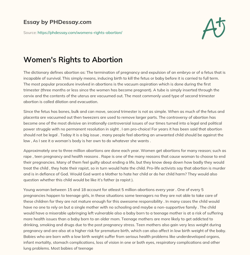 Women’s Rights to Abortion essay