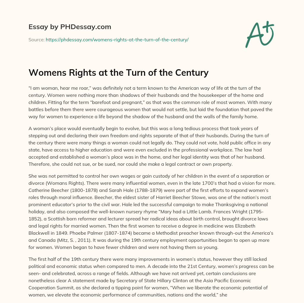 Womens Rights at the Turn of the Century essay