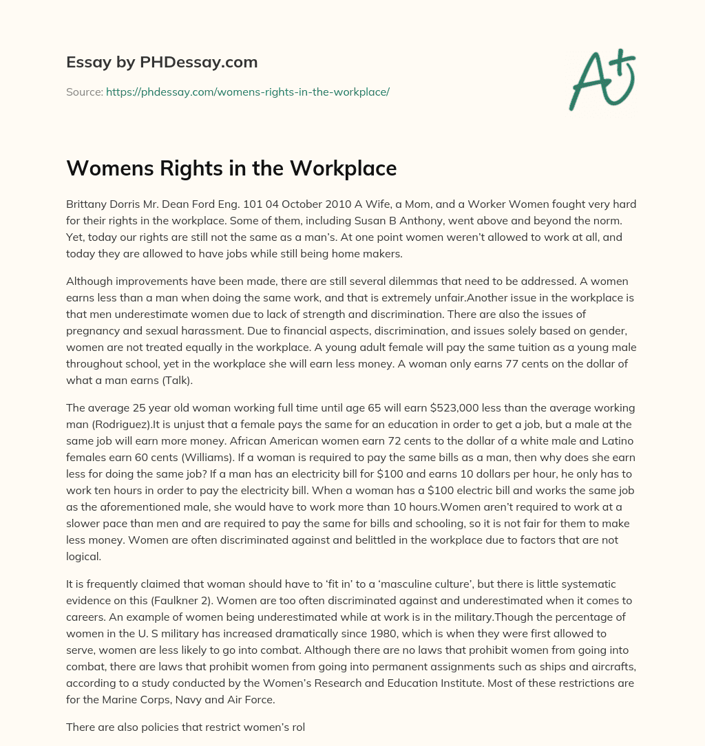 women's rights in workplace essay