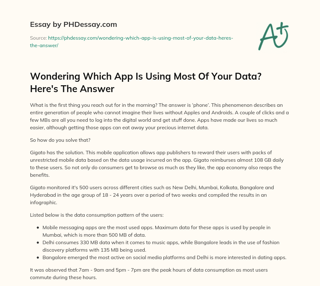 Wondering Which App Is Using Most Of Your Data? Here’s The Answer essay