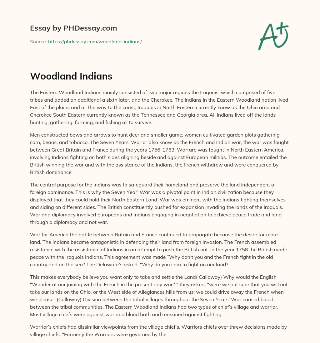 Woodland Indians essay
