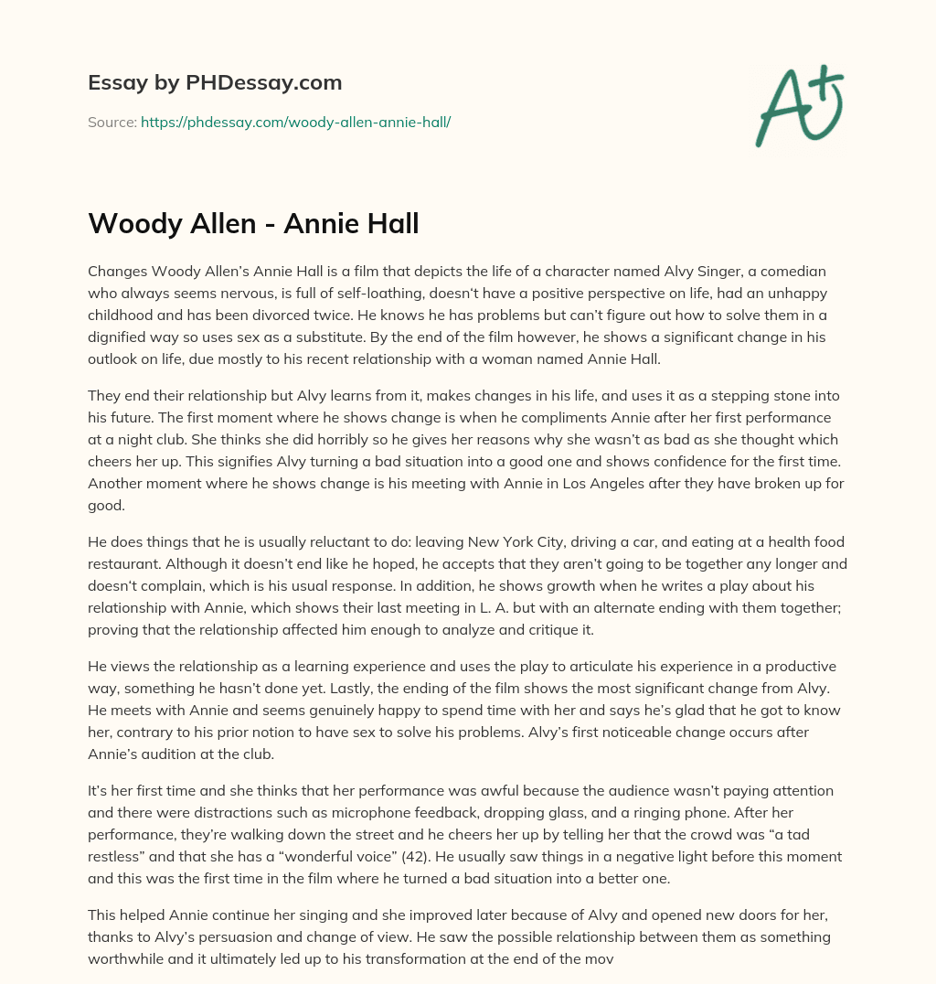 Woody Allen – Annie Hall essay