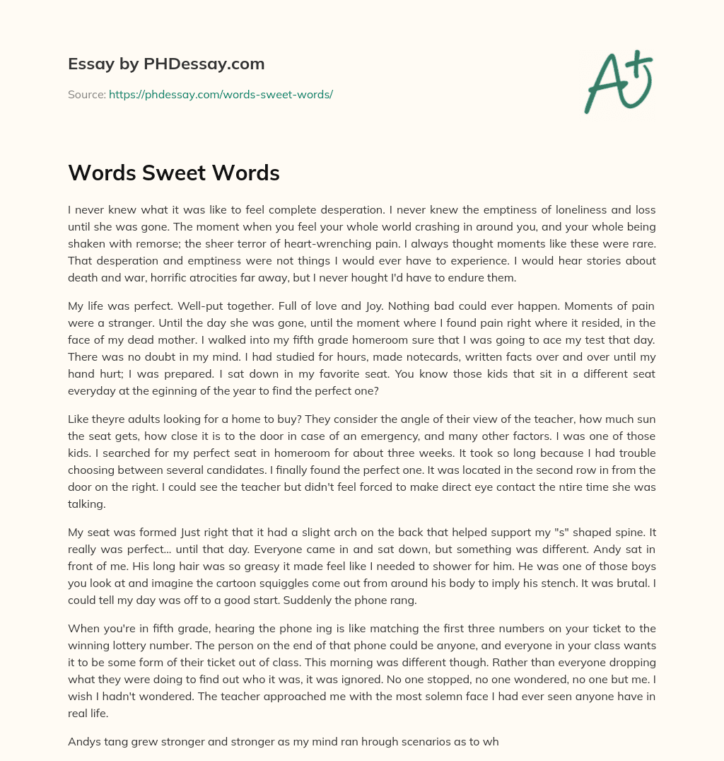 Words Sweet Words essay