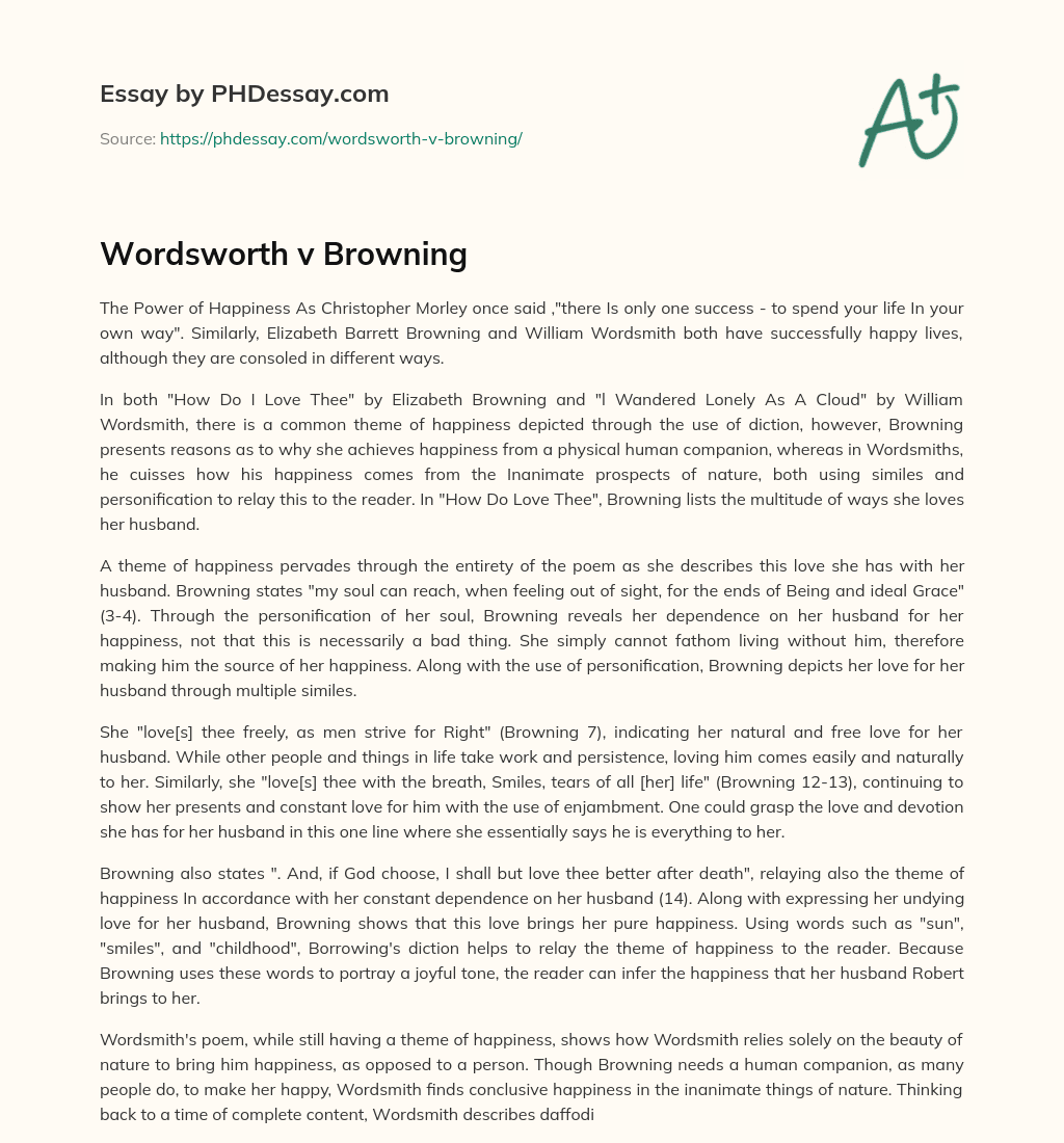 Wordsworth v Browning essay