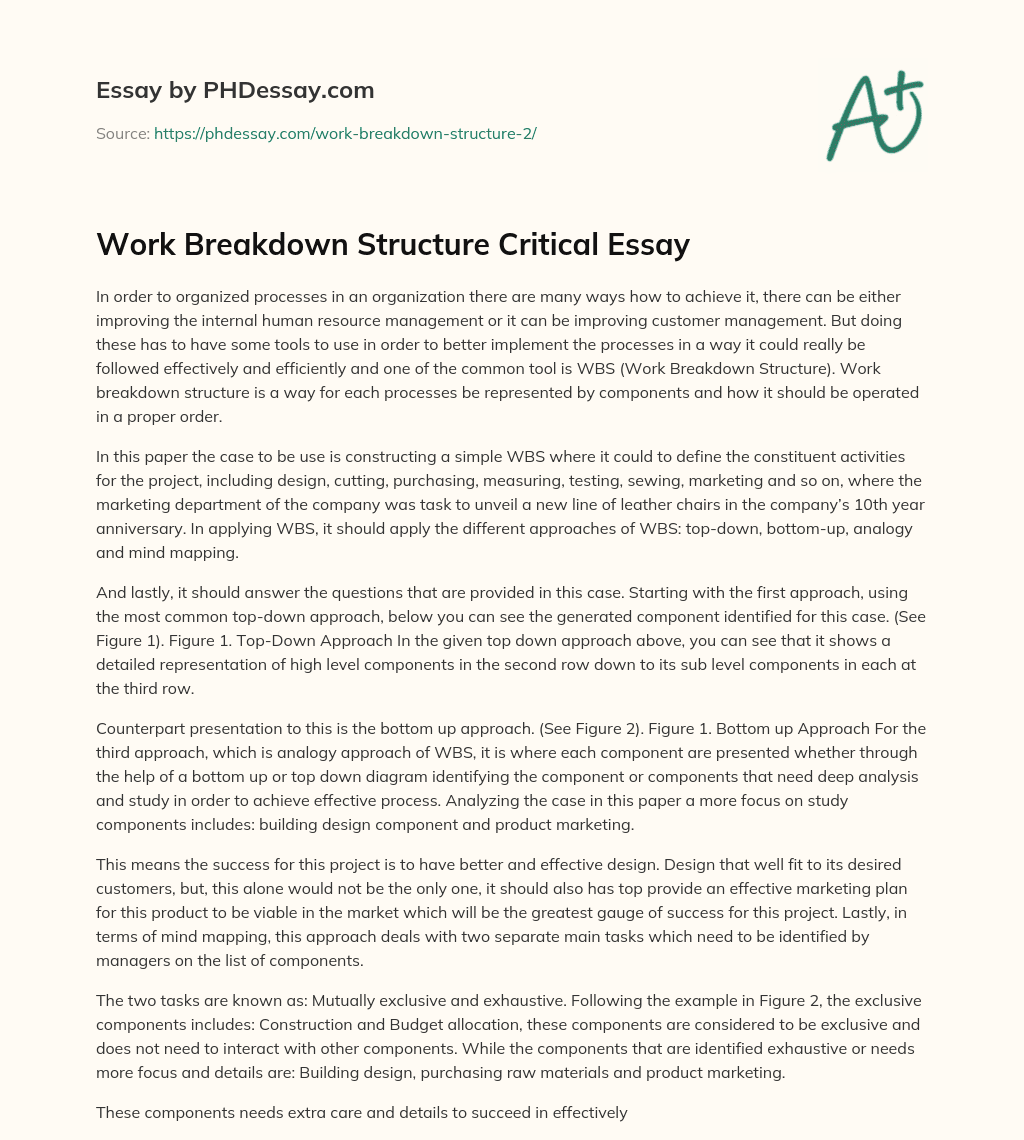 Work Breakdown Structure Critical Essay essay