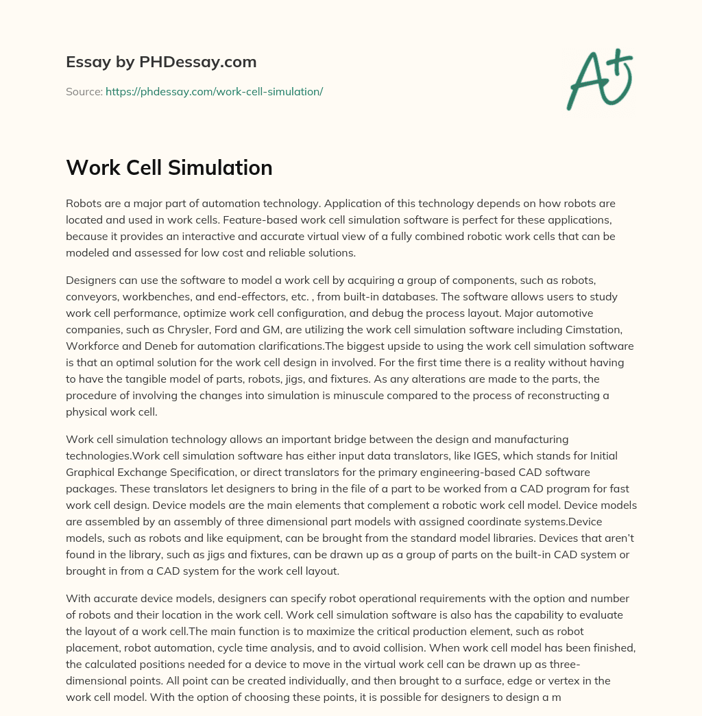 Work Cell Simulation essay