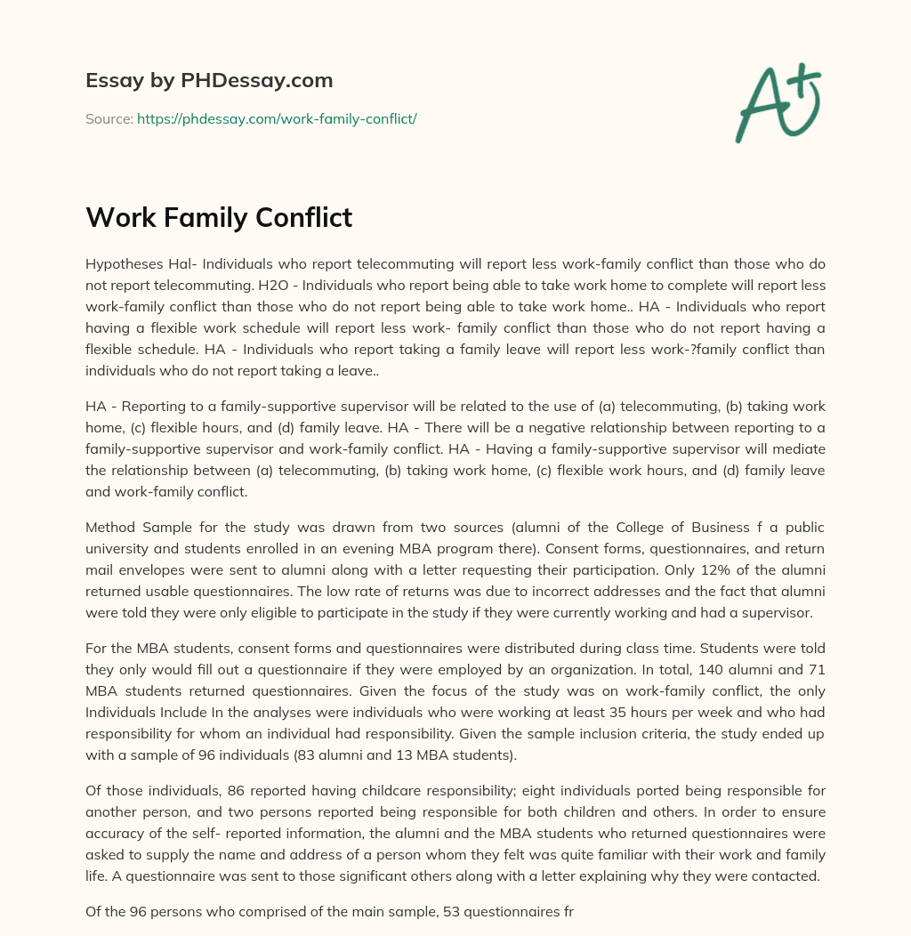Work Family Conflict essay