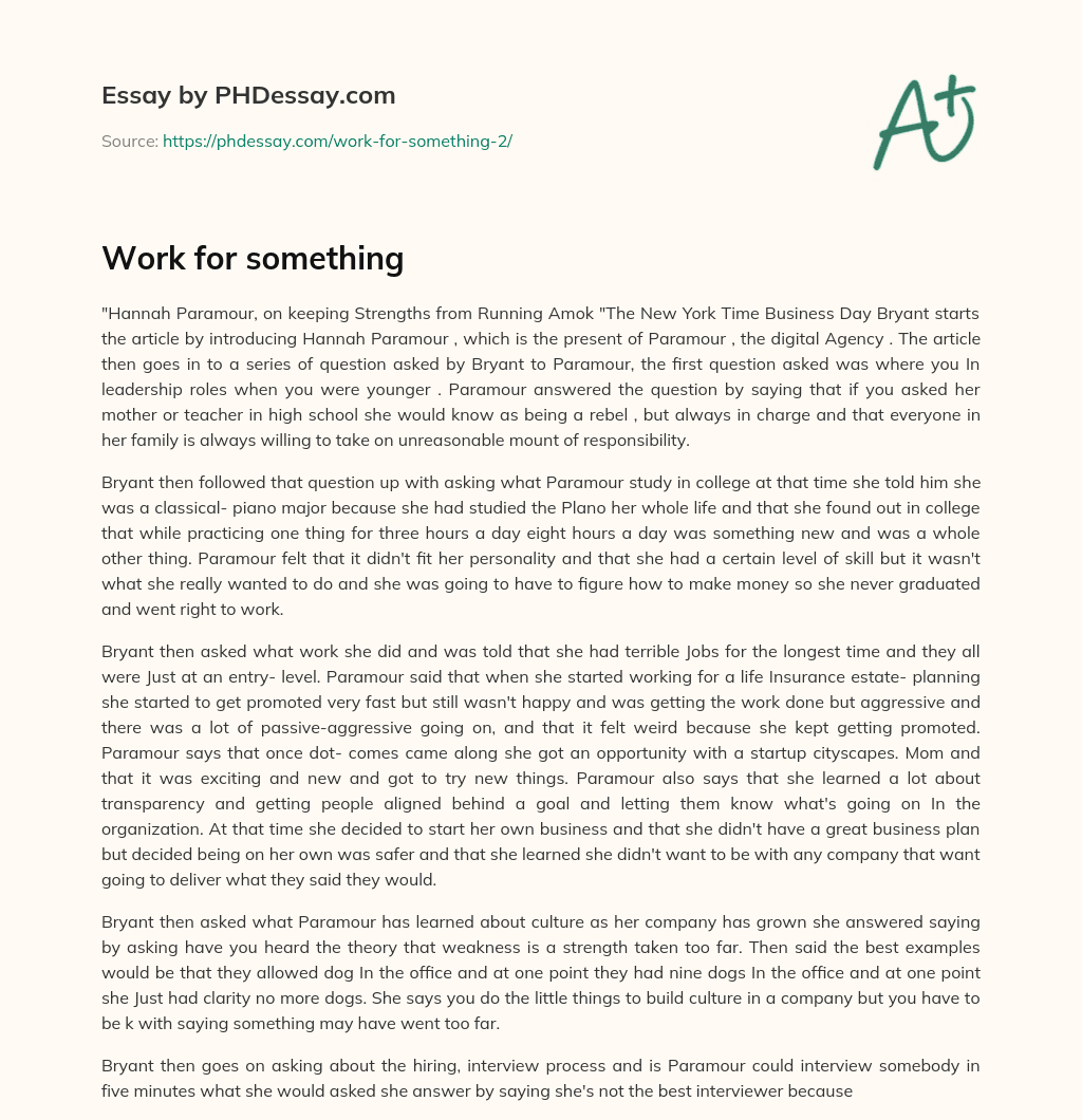 Work for something essay