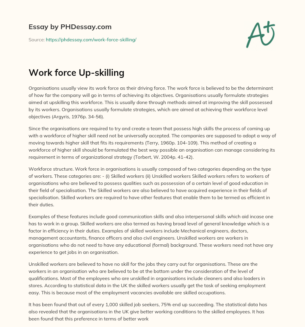 Work force Up-skilling essay